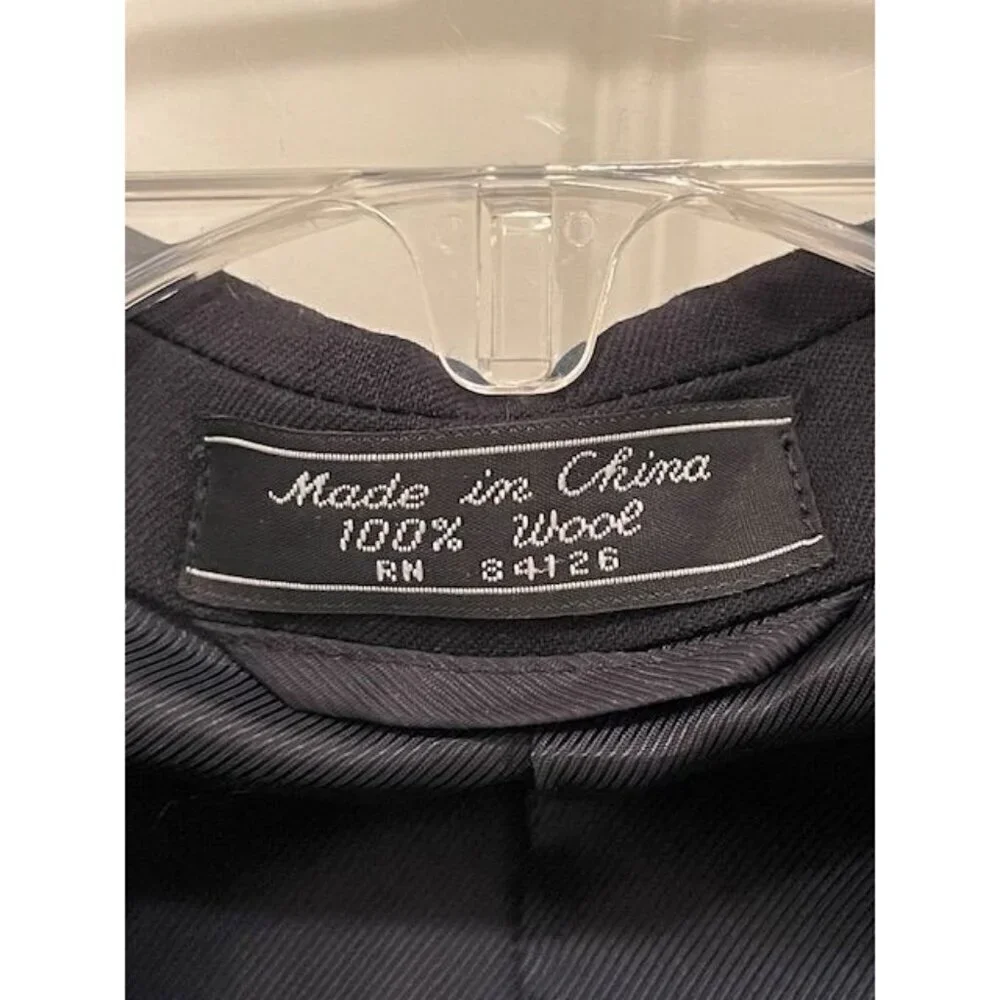 Jeffrey Banks Men's Black Pure Wool Blazer Jacket 3-Button Classic Fit Made In C